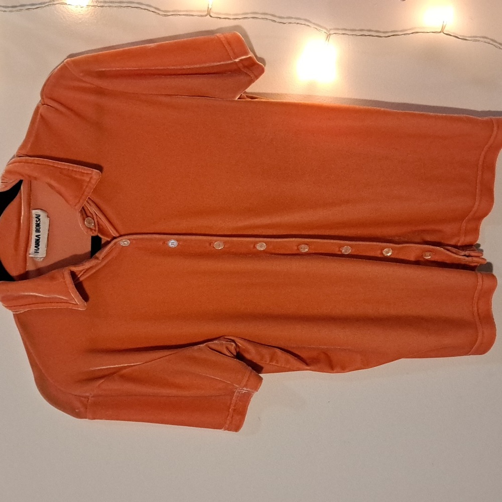#79 Velvet Orange Hanna Bonsai Button Up Top
